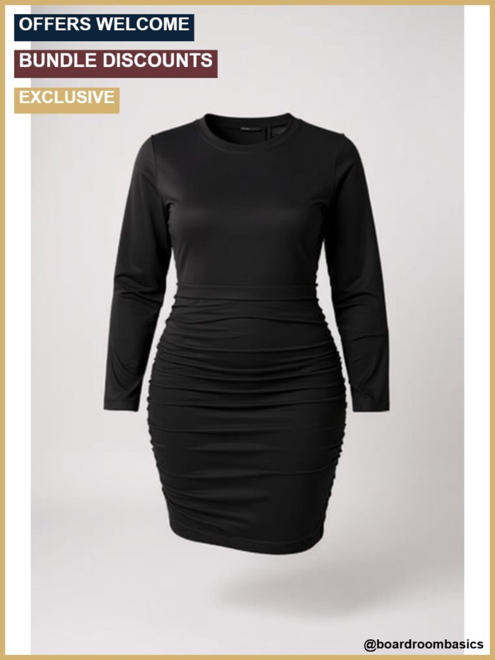 High Waist Ruched Bodycon Midi Pencil Skirt - Polyester Spandex